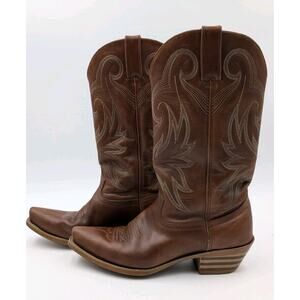 Durango Brown Leather Western Cowboy Boots Men’s 9M Square Toe Western Wear